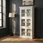 35" White Solid Wood Frame Standard Accent Cabinet With Six Shelves