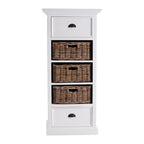 52" White Two Drawer Storage Cabinet With Baskets