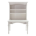 47" White Solid Wood Computer Desk With Hutch With Two Drawers