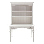 47" White Solid Wood Computer Desk With Hutch With Two Drawers