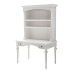 47" White Solid Wood Computer Desk With Hutch With Two Drawers