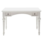 47" White Solid Wood Computer Desk With Hutch With Two Drawers
