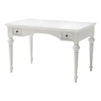 47" White Solid Wood Computer Desk With Hutch With Two Drawers