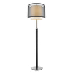62" Floor Lamp With Black And White Fabric Drum Shade