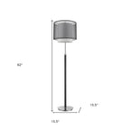62" Floor Lamp With Black And White Fabric Drum Shade