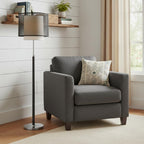 62" Floor Lamp With Black And White Fabric Drum Shade