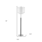 62" Floor Lamp With White Fabric Drum Shade