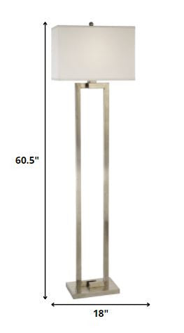 61" Metal Floor Lamp With White Fabric Shade