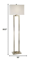 61" Metal Floor Lamp With White Fabric Shade