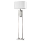 64" Nickel Traditional Shaped Floor Lamp With White Rectangular Shade