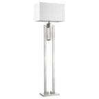 64" Nickel Traditional Shaped Floor Lamp With White Rectangular Shade