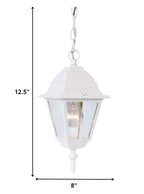 Distressed White Beveled Glass Outdoor Hanging Light