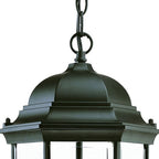 Three Light Matte Black Wide Lantern Hanging Light