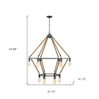 Brown and Black Twelve Light Metal Dimmable Chandelier