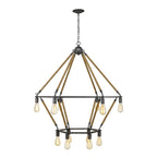 Brown and Black Twelve Light Metal Dimmable Chandelier