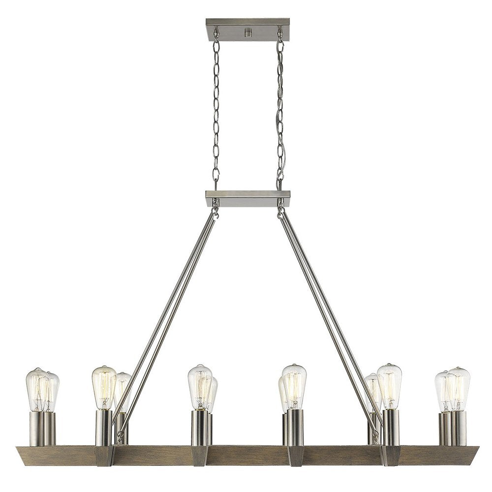 Silver Kitchen Island Twelve Light Metal Dimmable Chandelier