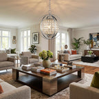 Silver Crystal Dimmable Ceiling Light With Silver Shades