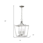 Silver Metal Four Light Dimmable Ceiling Light