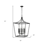 Black Metal Eight Light Dimmable Ceiling Light