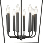 Black Metal Eight Light Dimmable Ceiling Light