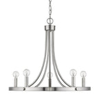Silver Candle Style Five Light Metal Dimmable Chandelier