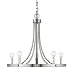 Silver Candle Style Five Light Metal Dimmable Chandelier