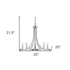 Silver Candle Style Five Light Metal Dimmable Chandelier