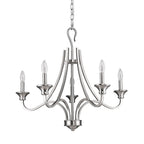 Silver Candle Style Five Light Metal Dimmable Chandelier