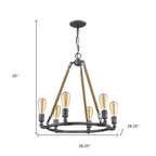 Brown and Black Candle Style Six Light Metal Dimmable Chandelier