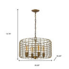 Gold Metal Four Light Dimmable Ceiling Light With Gold Shades