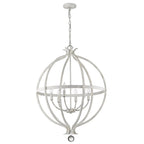 White Metal And Faux Crystal Six Light Rustic Ceiling Light