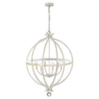 White Metal And Faux Crystal Six Light Rustic Ceiling Light