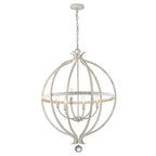 White Metal And Faux Crystal Six Light Rustic Ceiling Light