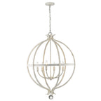 White Metal And Faux Crystal Six Light Rustic Ceiling Light