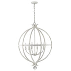 White Metal And Faux Crystal Six Light Rustic Ceiling Light