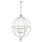 White Metal And Faux Crystal Six Light Rustic Ceiling Light