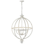 White Metal And Faux Crystal Six Light Rustic Ceiling Light