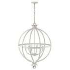 White Metal And Faux Crystal Six Light Rustic Ceiling Light