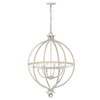 White Metal And Faux Crystal Six Light Rustic Ceiling Light