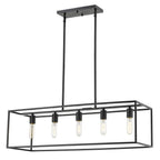 Black Metal Five Light Dimmable Ceiling Light