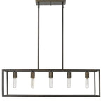 Black Metal Five Light Dimmable Ceiling Light