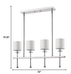 White Metal Four Light Dimmable Ceiling Light With White Shades