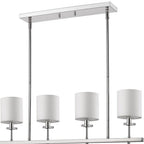 White Metal Four Light Dimmable Ceiling Light With White Shades