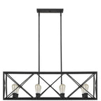 Brooklyn 8-Light Matte Black Island Pendant With Metal Framework Shade