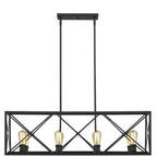 Brooklyn 8-Light Matte Black Island Pendant With Metal Framework Shade