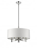 Silver Metal Five Light Dimmable Ceiling Light With White Shades