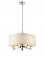 Silver Metal Five Light Dimmable Ceiling Light With White Shades