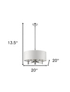 Silver Metal Five Light Dimmable Ceiling Light With White Shades
