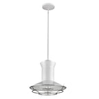 Newport 1-Light White Pendant With Polished Nickel Louver