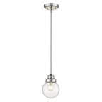 Silver Metal Hanging with Round Clear Glass Shade